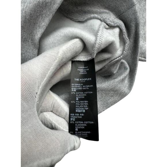 The Kooples Sport High Neck Pierced Fleece Sweatshirt Grey Size 1 | S - Picture 5 of 5